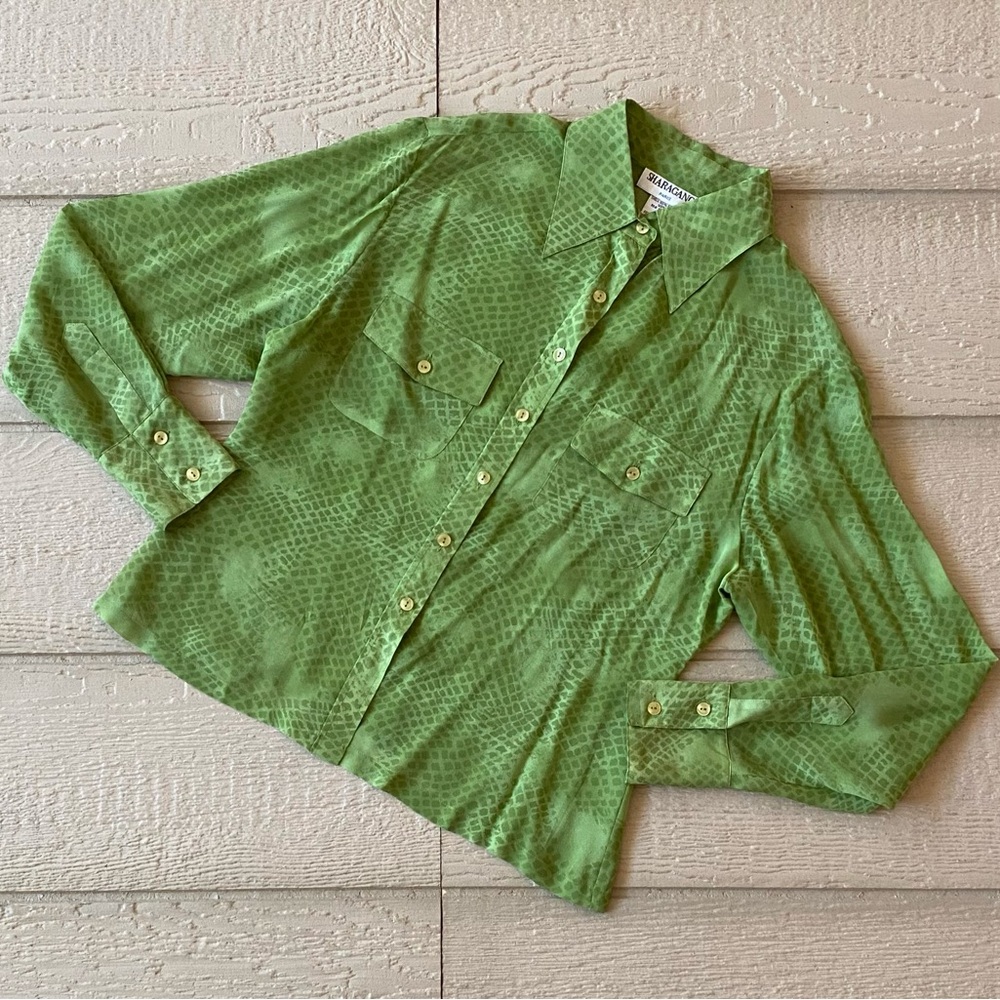 Sharagano Paris Button-Up Long Sleeve Blouse